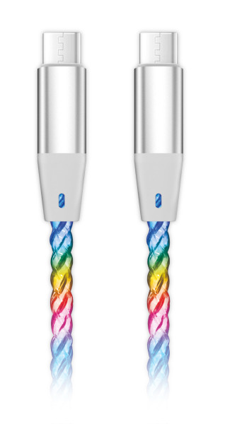 Datový kabel Aligator power 3A 65W, USB-C/USB-C, 1,2m svítící
