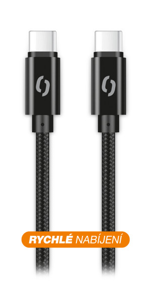Datový kabel ALIGATOR TUBA, 65W, USB-C/USB-C 1m černý
