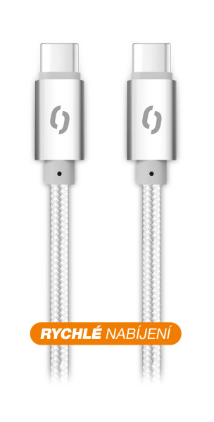 Datový kabel ALIGATOR TUBA, 65W, USB-C/USB-C 1m bílý
