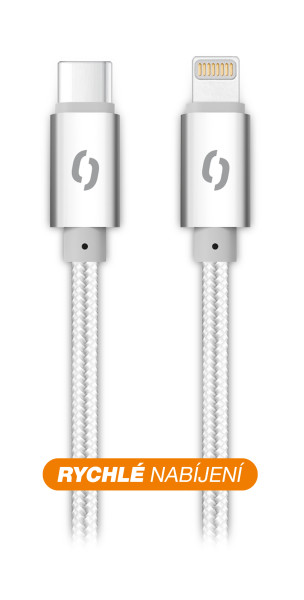 Datový kabel Aligator tuba 30W, USB-C/lightning 1m bílý