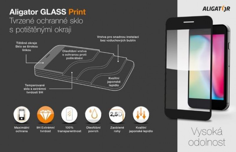 Ochranné sklo print Samsung Galaxy A35 5G/A55 5G, černé, celoplošné lepení