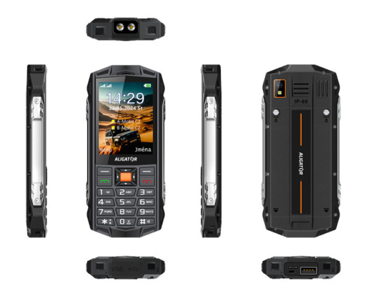 Odolný telefon Aligator R45 eXtremo, černo-oranžový