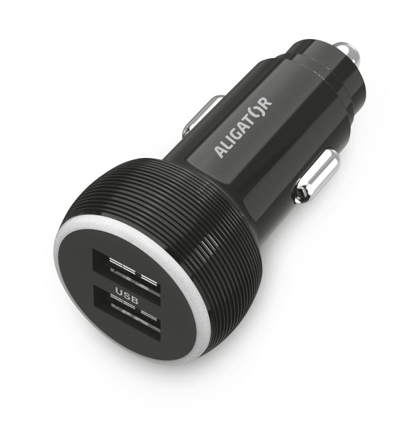 Nabíječka do auta Aligator, 2xUSB 2.4A, originální černá