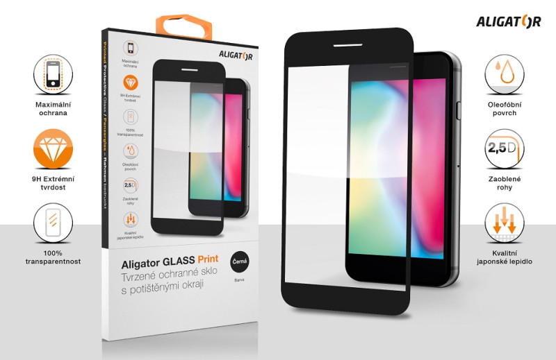 Ochranné sklo print Samsung Galaxy S24 FE 5G / A36 5G černé, celoplošné lepení