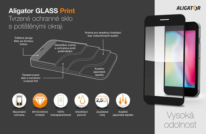 Ochranné sklo print Samsung Galaxy S24 FE 5G / A36 5G černé, celoplošné lepení