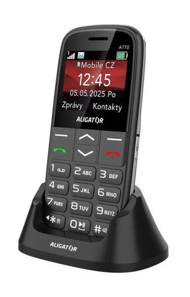ALIGATOR A770 Senior černý + stolní nabíječka