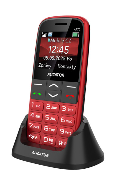 ALIGATOR A770 Senior červený + stolní nabíječka