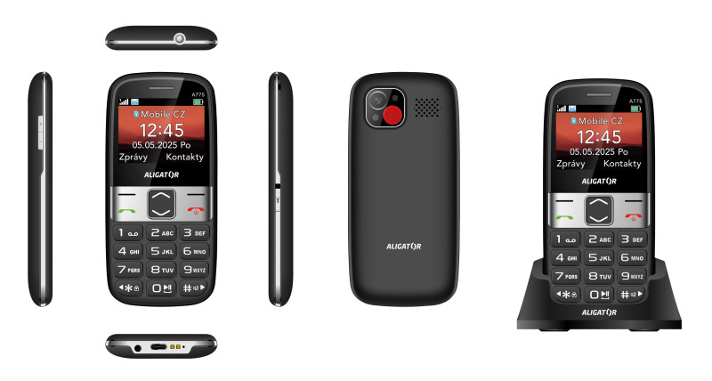 ALIGATOR A775 Senior černý + stolní nabíječka