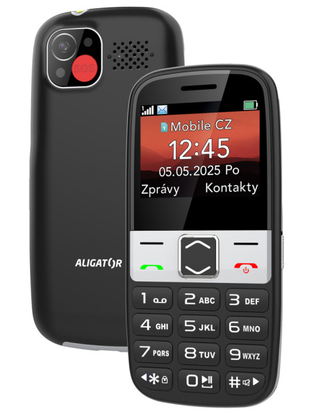 ALIGATOR A775 Senior černý + stolní nabíječka
