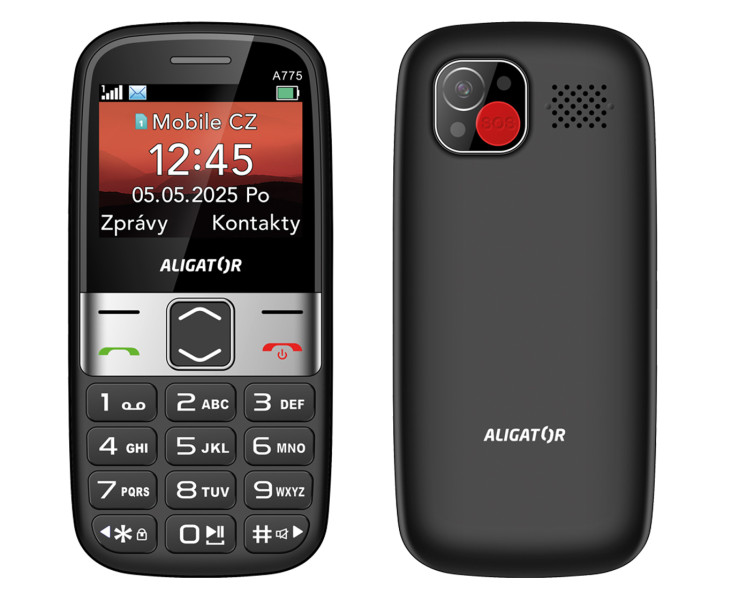 ALIGATOR A775 Senior černý + stolní nabíječka