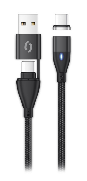 Datový kabel Aligator magnetic 3A 65W, usb-c+usb/USB-C 1,5m
