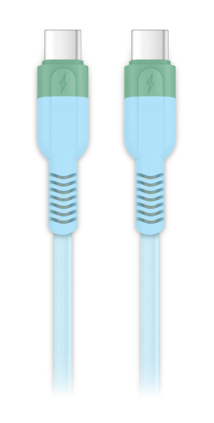 Datový kabel Aligator SoftPastels 3A 65W, USB-C/USB-C, modrý