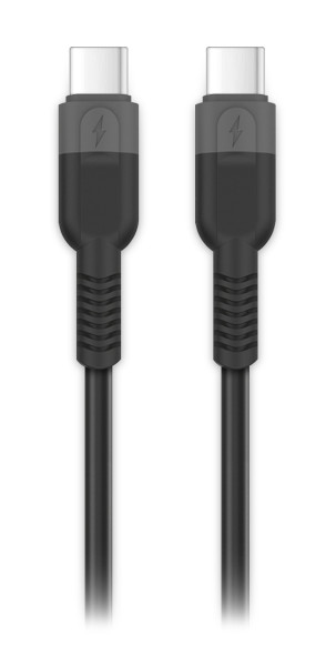 Datový kabel ALIGATOR SoftPastels 3A 65W, USB-C/USB-C, černý