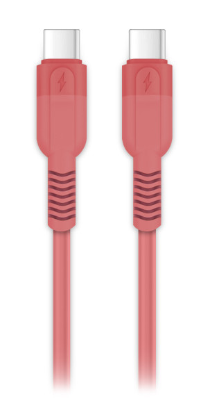 Datový kabel ALIGATOR SoftPastels 3A 65W, USB-C/USB-C, růžový