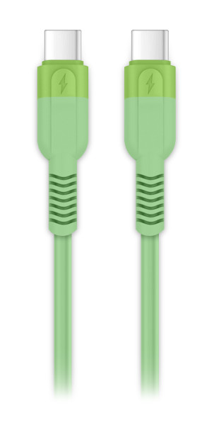Datový kabel ALIGATOR SoftPastels 3A 65W, USB-C/USB-C, zelený
