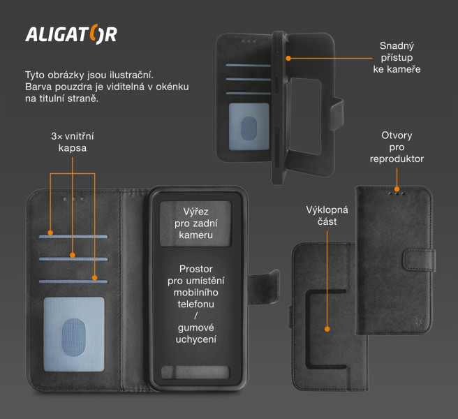 Pouzdro Aligator flexibook vel.5,5"-6", černé