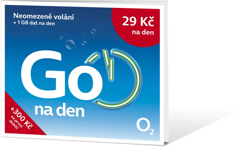 SIM karta O2 s tarifem GO Na den100 a kreditem 100 Kč