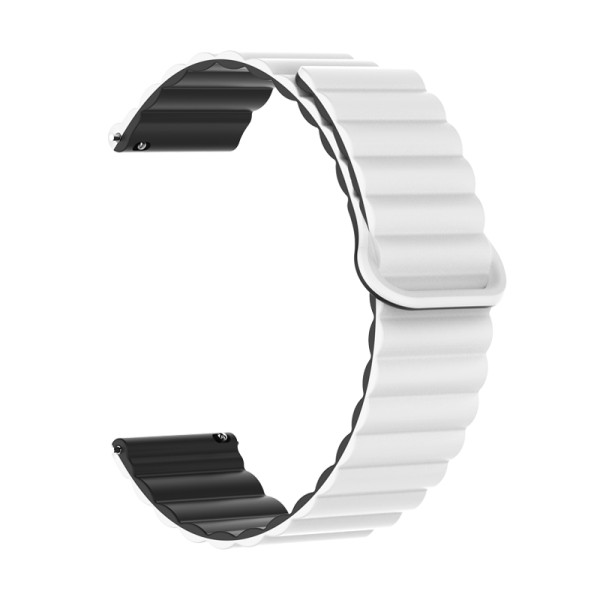 Řemínek silikonový magnetický, ALIGATOR 22mm, bílo-černý