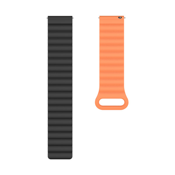 Řemínek silikonový magnetický, ALIGATOR 22mm, černo-oranžový