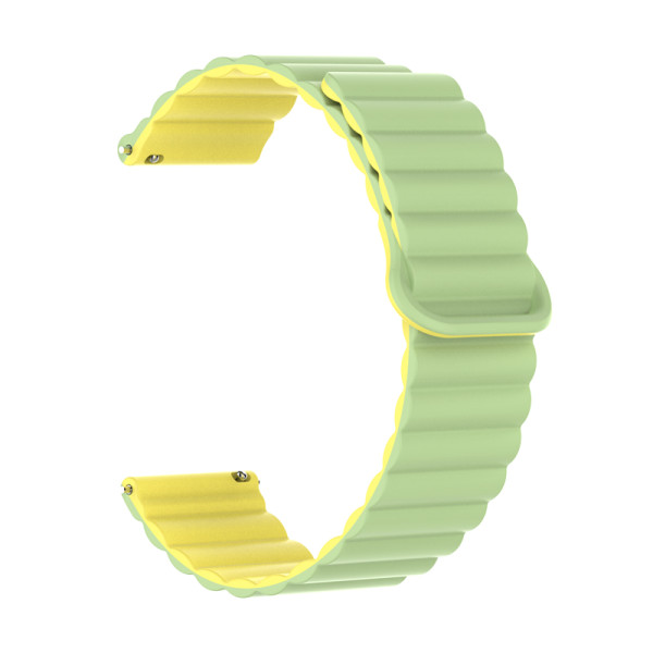 Řemínek silikonový magnetický, ALIGATOR 22mm, zeleno-žlutý