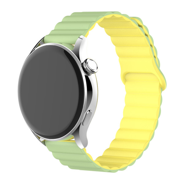 Řemínek silikonový magnetický, ALIGATOR 22mm, zeleno-žlutý