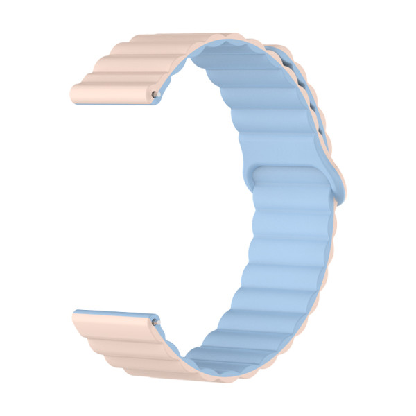 Řemínek silikonový magnetický, Aligator 22mm, růžovo-modrý