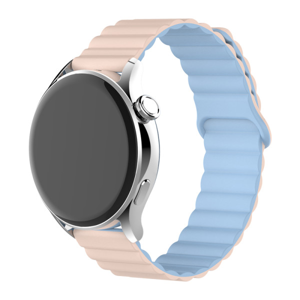 Řemínek silikonový magnetický, Aligator 22mm, růžovo-modrý