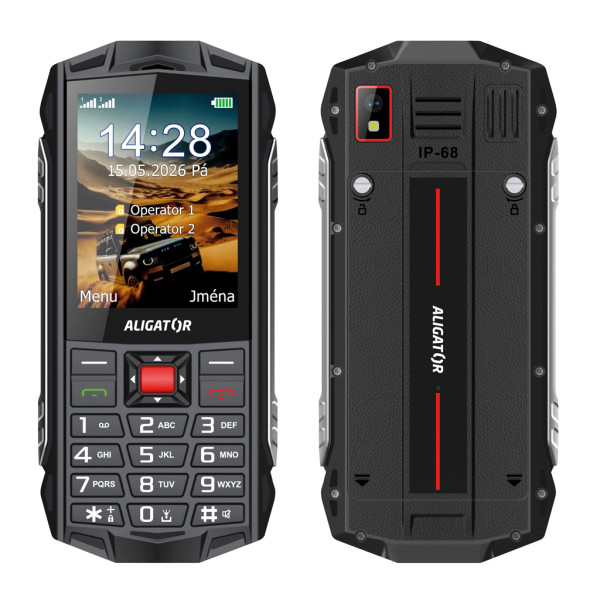 Tlačítkový telefon ALIGATOR R45 eXtremo černo-červený