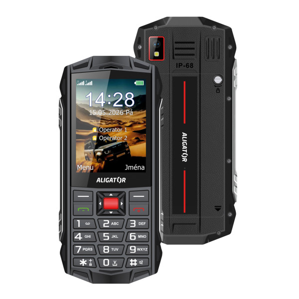 Tlačítkový telefon ALIGATOR R45 eXtremo černo-červený