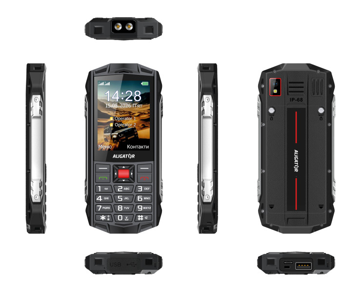 Tlačítkový telefon ALIGATOR R45 eXtremo černo-červený