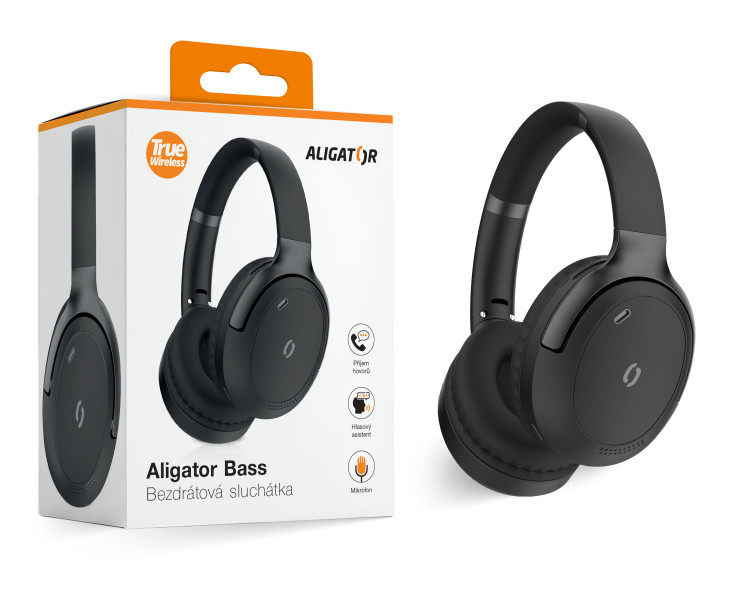 Bluetooth sluchátka - Aligator BASS, černo-šedá