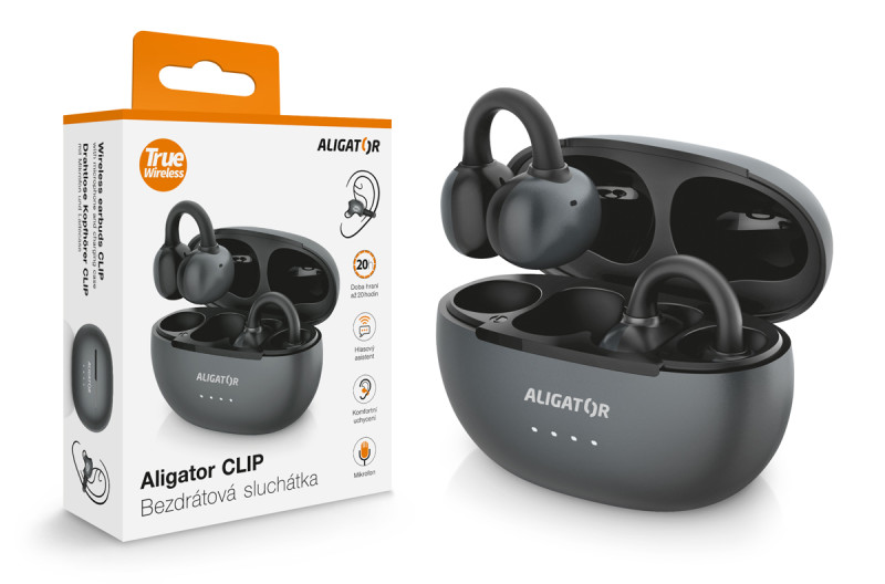 Bluetooth sluchátka - Aligator Clip, černá