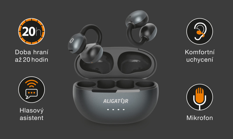 Bluetooth sluchátka - Aligator Clip, černá