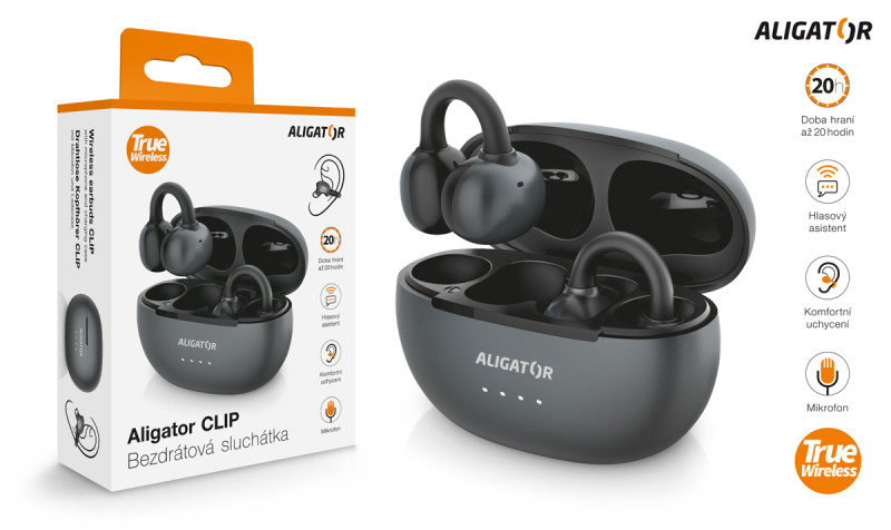 Bluetooth sluchátka - Aligator Clip, černá