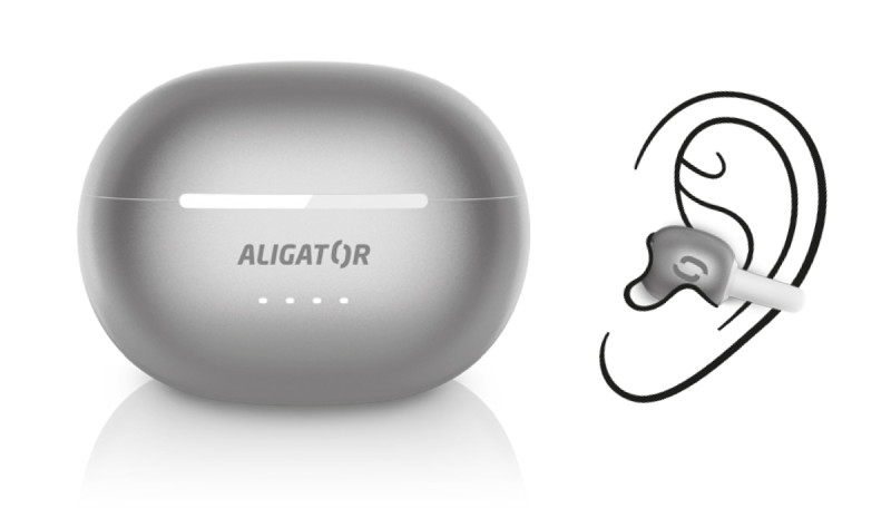 Bluetooth sluchátka - Aligator Clip, stříbrná
