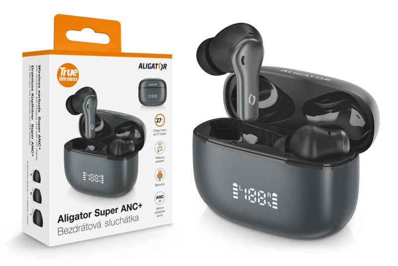 Bluetooth sluchátka - Aligator SUPER ANC+, černá