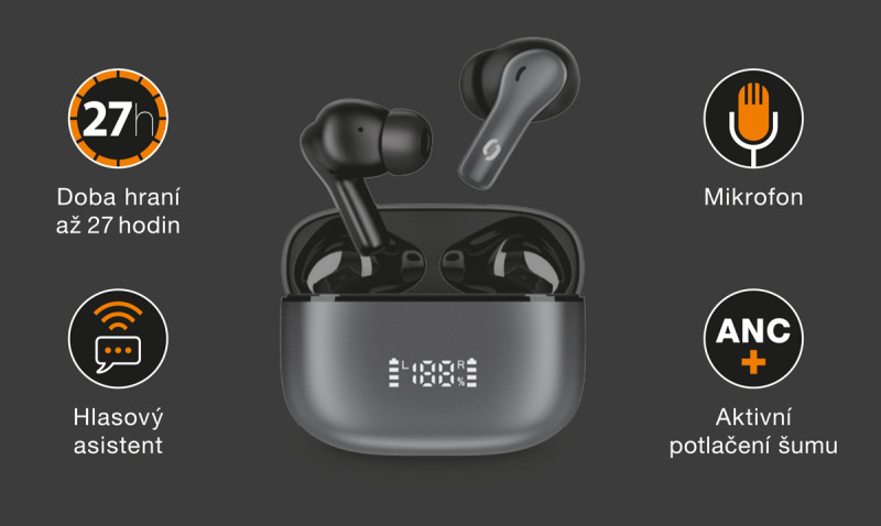 Bluetooth sluchátka - Aligator SUPER ANC+, černá