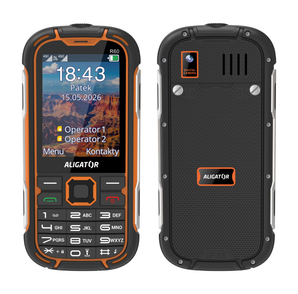 Odolný telefon Aligator R60 4G eXtremo, černo-oranžový