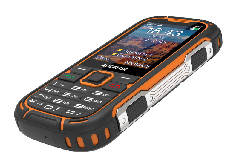 Odolný telefon Aligator R60 4G eXtremo, černo-oranžový