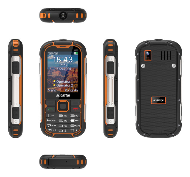 Odolný telefon Aligator R60 4G eXtremo, černo-oranžový