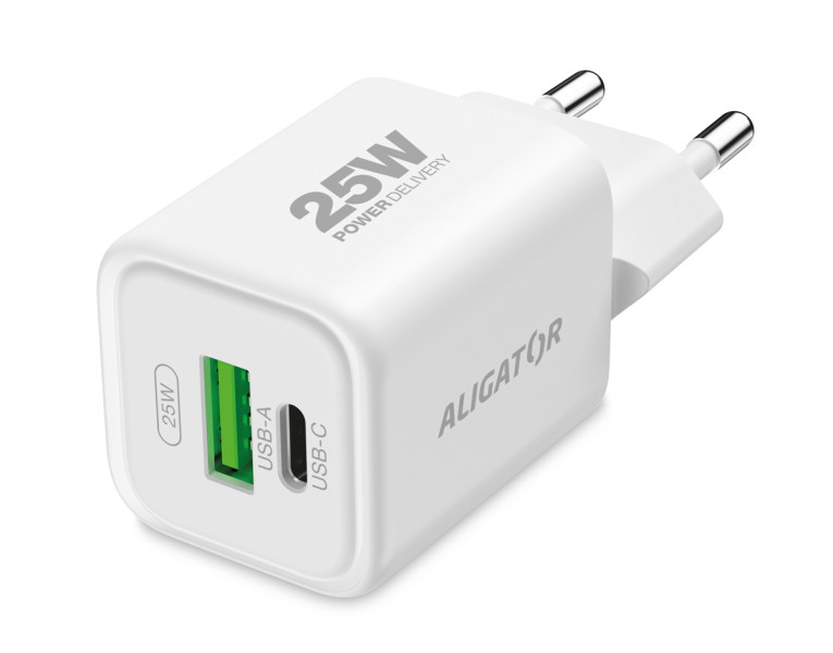 Nabíječka ALIGATOR Mini 25W USB-C bílá