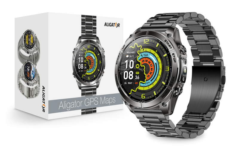 Chytré hodinky Aligator Watch GPS Maps, černé