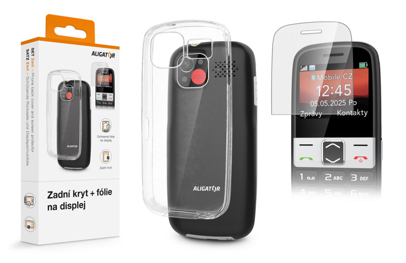 Zadní kryt a fólie na displej pro telefon Aligator A830 - sada 2v1